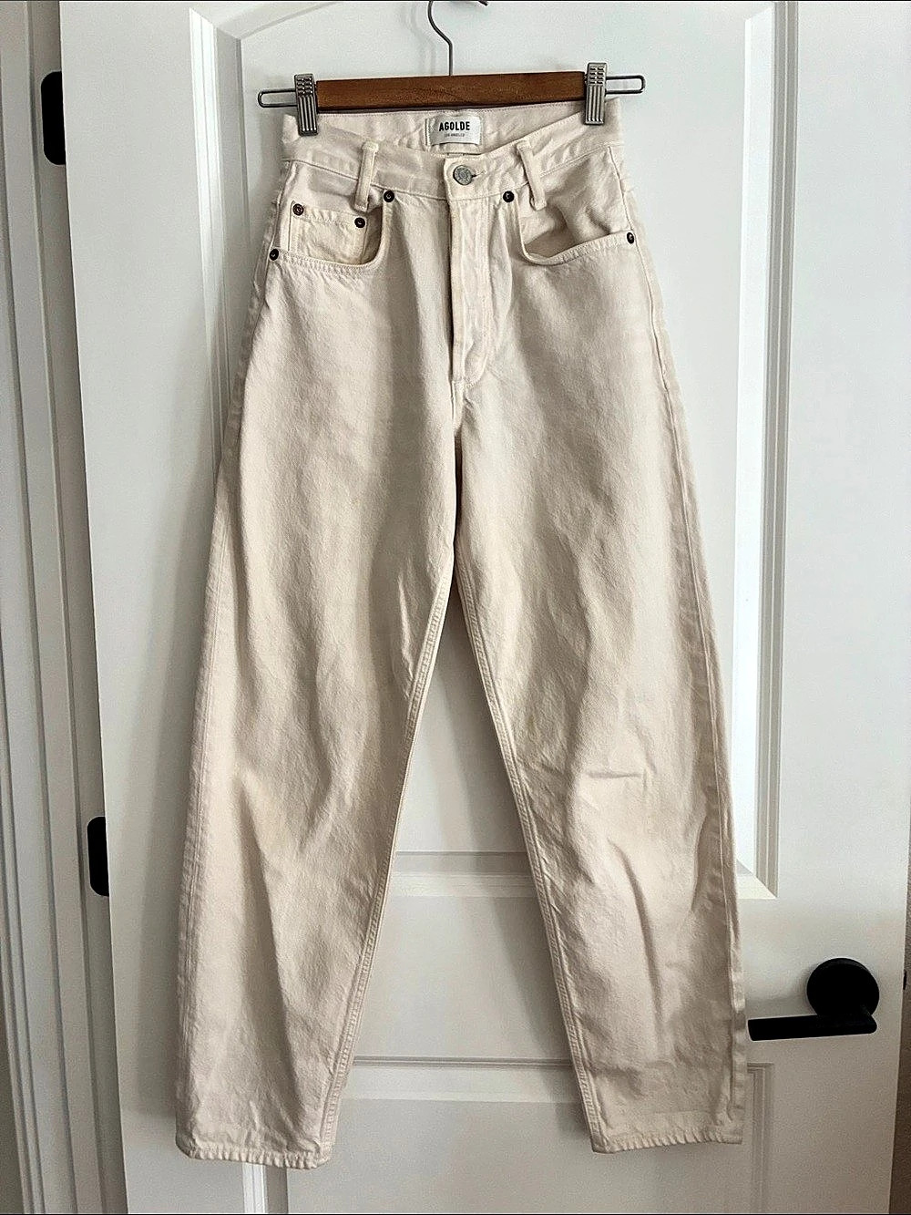 AGOLDE 90's Pinch Waist High Rise Straight Jeans Cream Waist 23